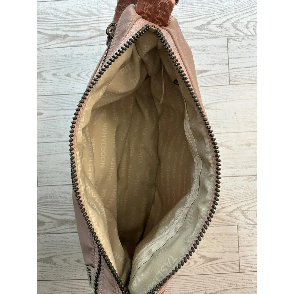 Aruna Mauve Pink Nylon Crossbody Bag Logo Strap Gorpcore Travel Utility